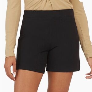 SPANX High-Waist Black Polished Stretch-Cotton Shorts